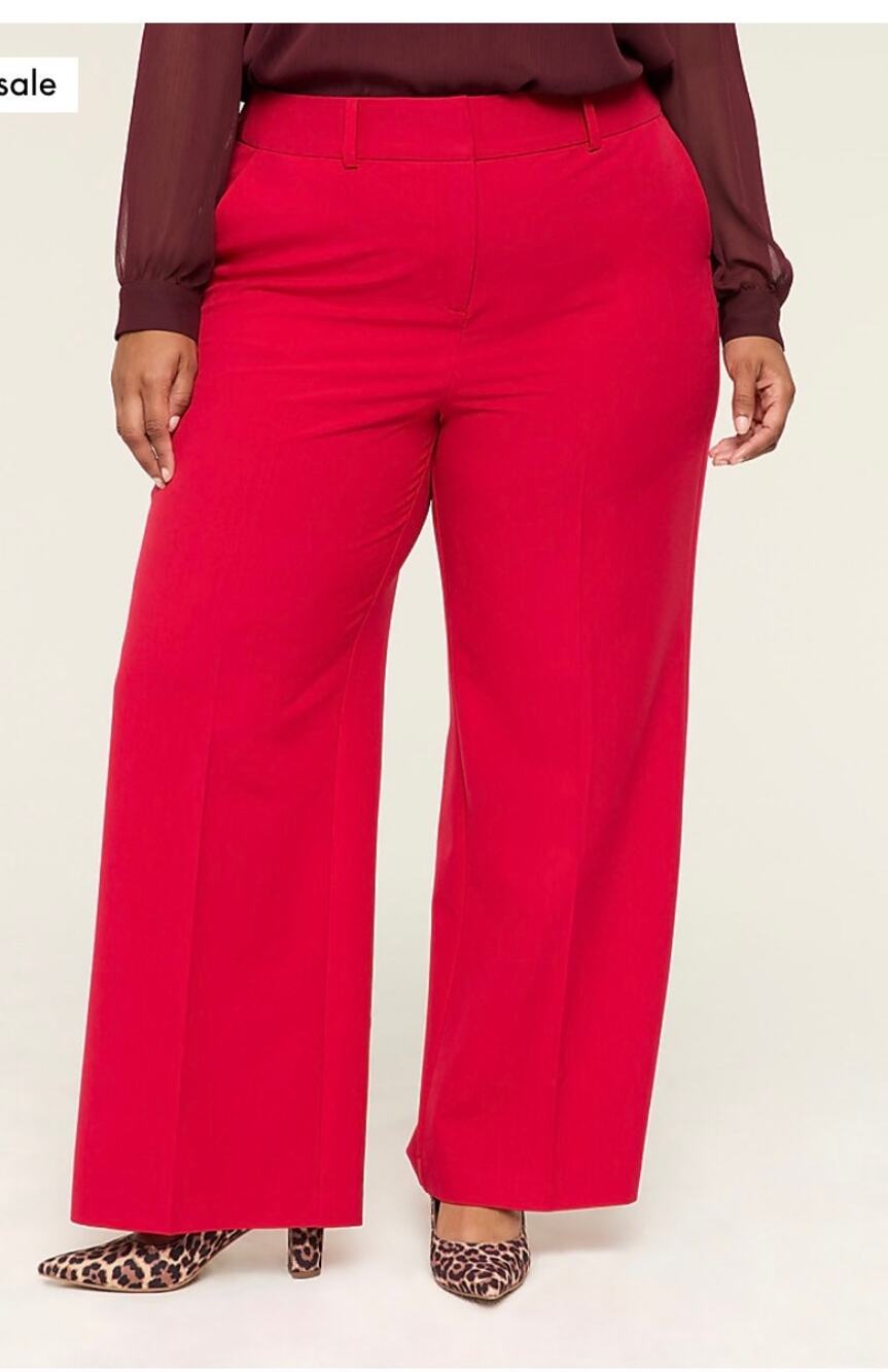 Lane Bryant Perfect Drape High-Rise Wide Leg Pant Trousers Red Plus 18